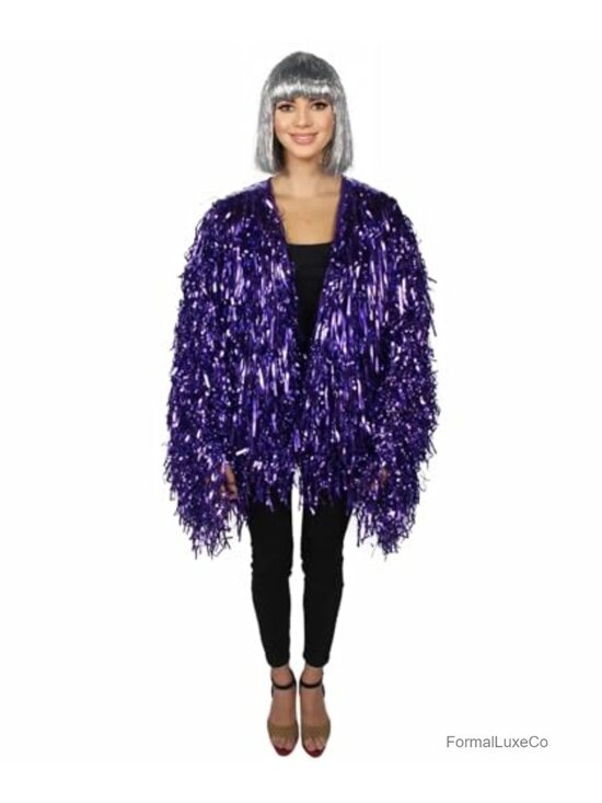 Other - Unisex Thick Metallic Tinsel Foil Jacket Extra Dense Glitter Costume Rave